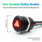 12mm Plastic Push Button Switch IP65 Waterproof 12V 24V Pre-Wired Symbol LED Dash Indicator Switch for Car Marine Boat RV Truck