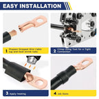 10pcs Copper Terminal Connectors, AWG 2 4 6 8 1/0 2/0 Ring Lug With Shrink Tubing 10Battery Cable Lugs, With 10 Shrink Tubing
