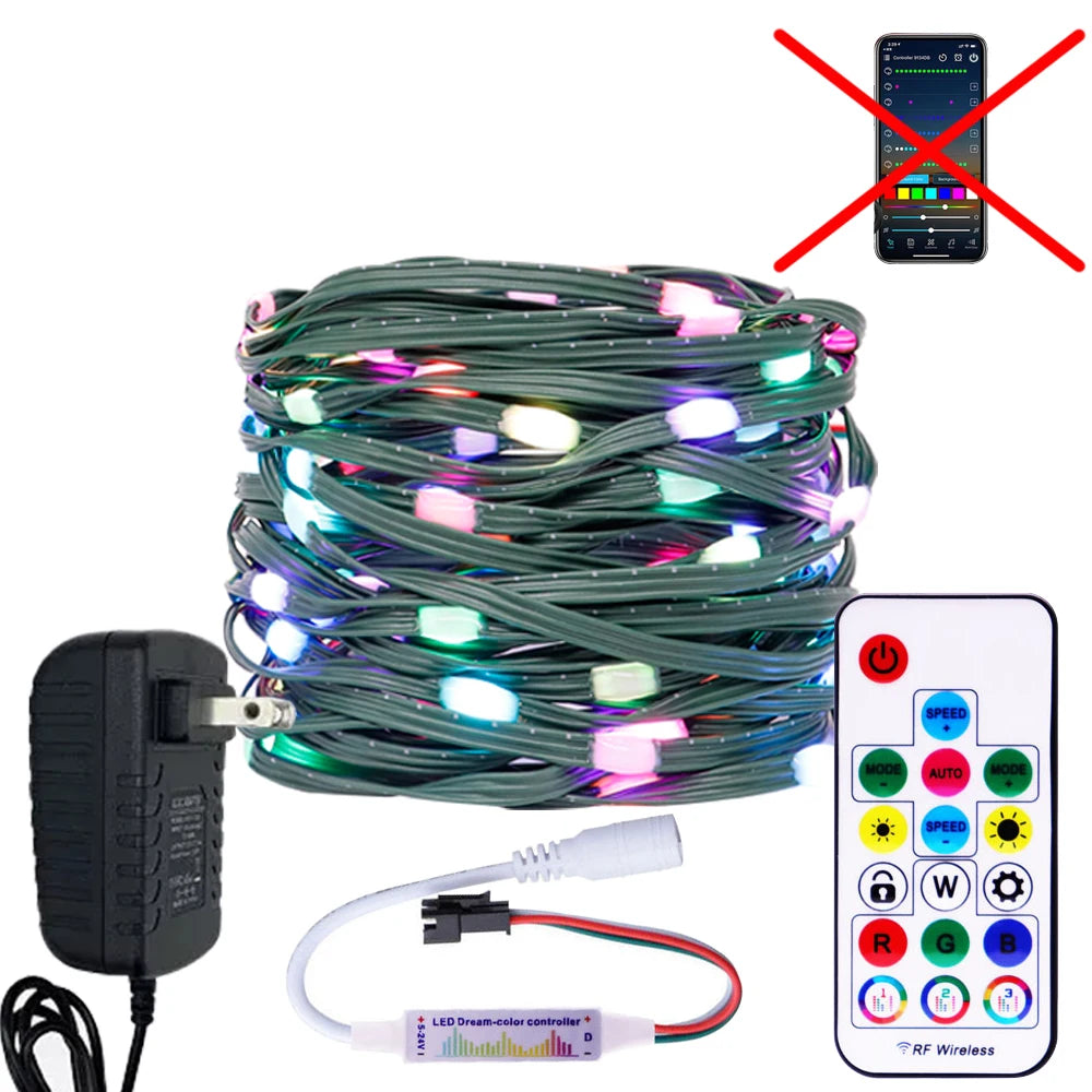 WS2812B RGBIC LED String 5M-20M Dream Color Party Christmas Lights Individually Addressable String Lights Waterproof USB DC DC5V