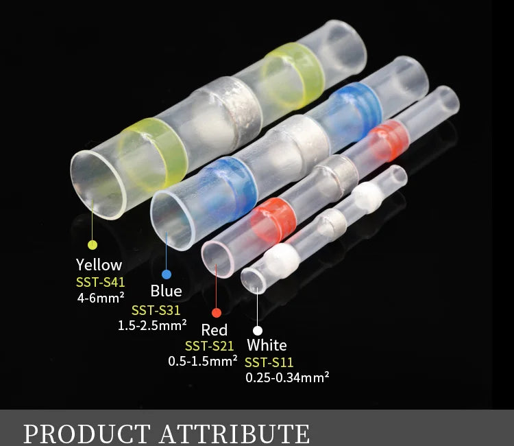 Solder Seal Wire Connectors 3:1 Heat Shrink Insulated Electrical Wires Terminals Butt Splice Waterproof 10/20/30//50/100pcs