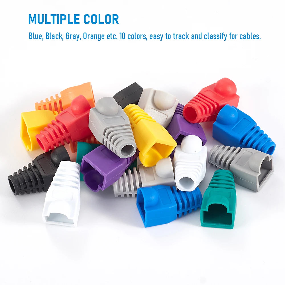 20/50pcs OD6.5 Cable Connector Plug Cover CAT5E CAT6 RJ45 Ethernet Network Cable 10 Colors Strain Relief Boots