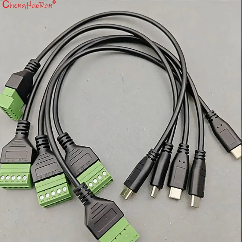 1PC USB 2.0 Female B to 5 Pin Female Bolt Screw Connector Adapter Cable Micro USB Mini USB Type-C Male with Shield Terminal Plug