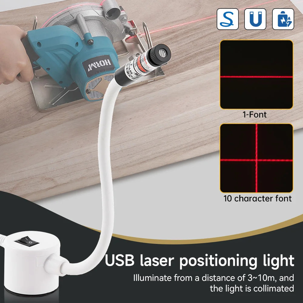 DC5V USB Laser Positioning Light Flexible Gooseneck Magnetic Base Red Line Cross For Sewing Cutting Quilting Machine Accessories