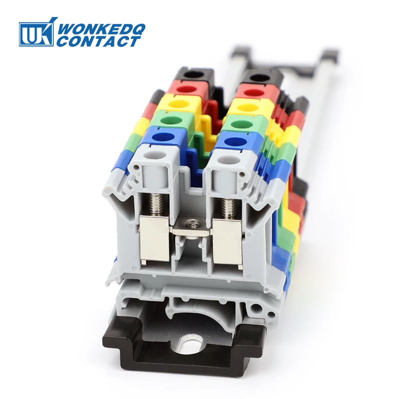 10Pcs UK 10N Screw Feed-through DIN Rail Terminal Block 10mm Cable Plug Multi-color Universal Wire Electrical Connector UK10N