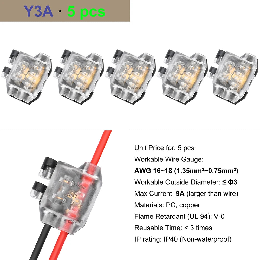 Cable Terminal Electric Wire Connector Clamp Block Quick Splice Scotch Lock Crimp for LED Car Wiring Joint Kit Tool Accessories