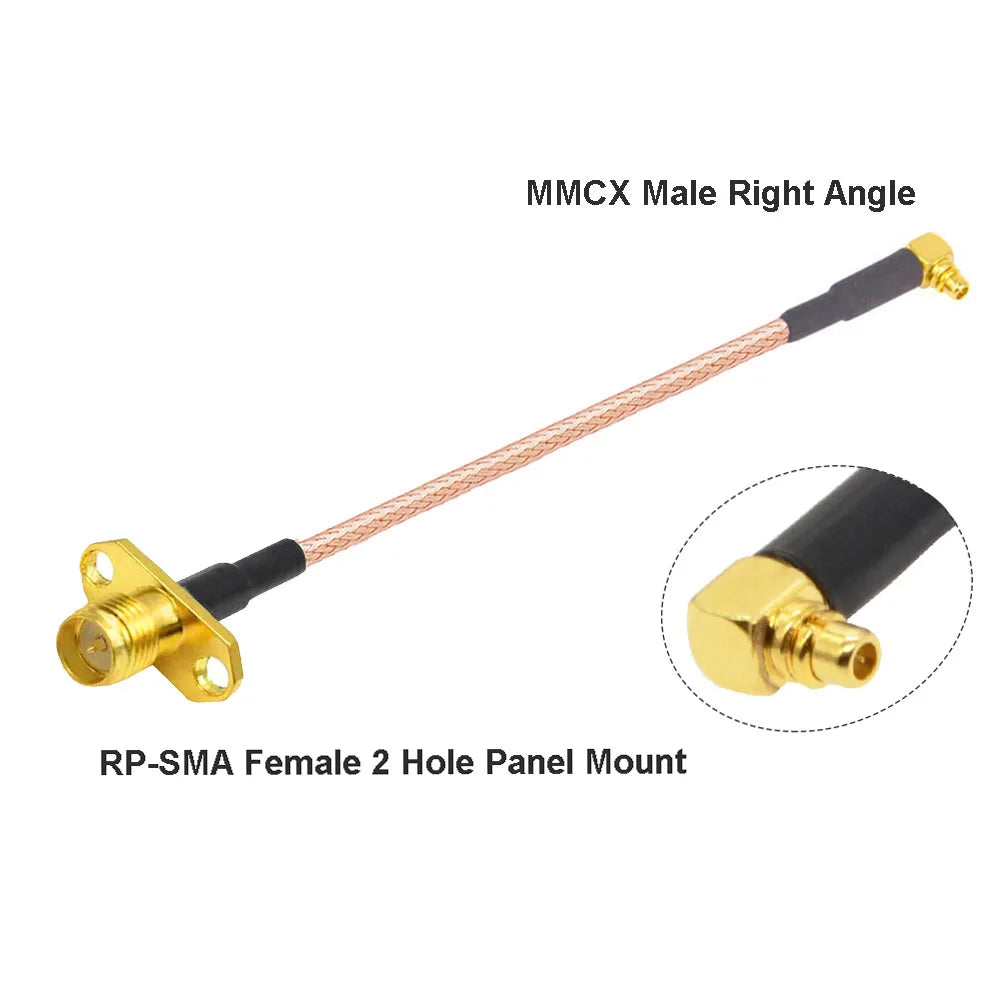 2PCS MMCX to SMA/RP-SMA Female Flange Panel Mount RG316 Pigtail FPV Antenna Extension Cord for TBS Unify PandaRC VTX