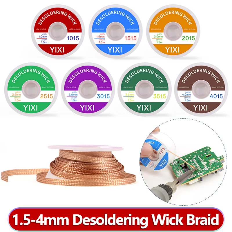 Desoldering Wick Braid 1/2/5pcs 1.5mm-4mm Copper Solder Remover Wire Flux BGA PCB Soldering Repair Tool DIY Electronics Cleaning