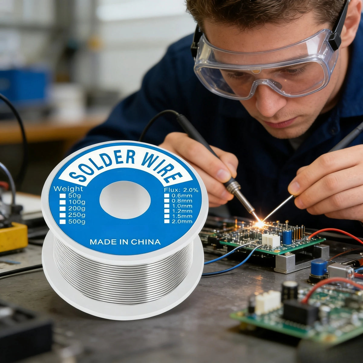 50/1.76oz, Premium 60/40 solder wire, containing 1.5-2.0% rosin core flux, suitable for electronic product maintenance