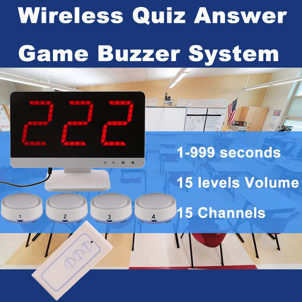 Answer Game Buzzer System Four Color States Three Answer Modes Quiz Buzzer System for Classroom Competition Family Games