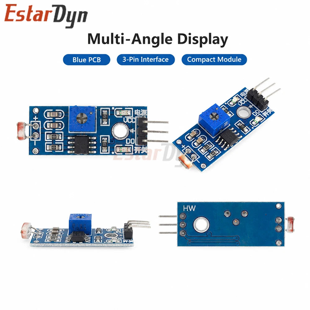Estardyn 3.3V-5V Photoresistor Light Sensor Module 3Pin LDR Detector for Robot Light Following DIY & Smart Lighting