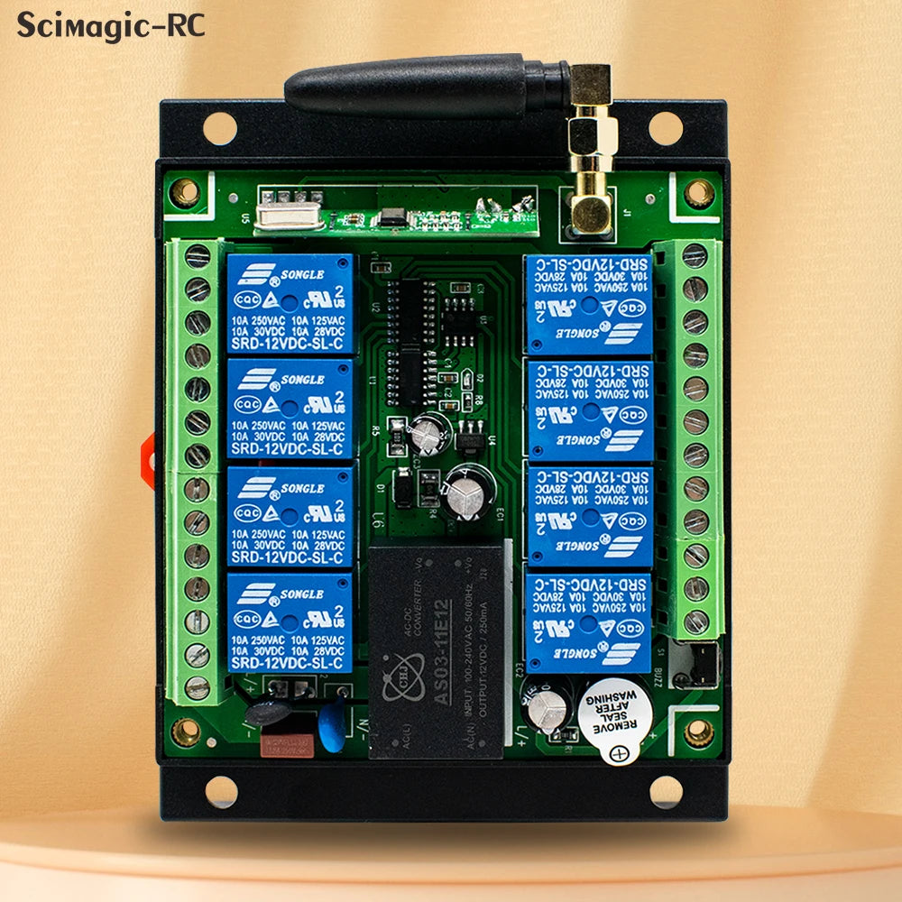 6/8CH Wireless Remote Control Switch AC 220V 100V-265V 10A Relay 6/8 Channels 433MHz Industrial Controller Receiver Transmitter