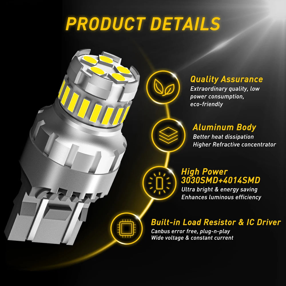 AUXITO 2Pcs T20 LED W21/5W 7443 7440 W21W LED Bulb 6500K White For Lada Opel Car Parking Position Light DRL Daytime Running Lamp