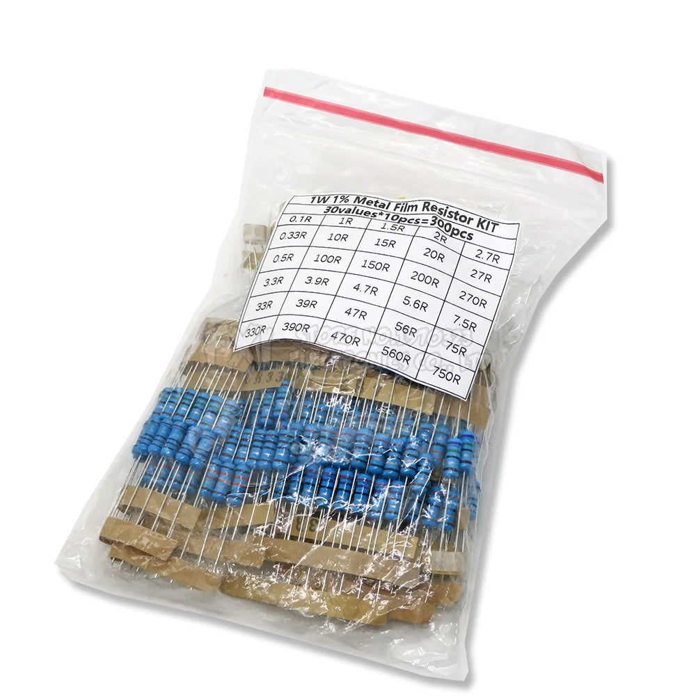 150PCS 300PCS 1/4W 1/2W 1W 2W 3W Resistance 1% Metal Film Resistor Assortment Kit Set 30Values Each 5/10PCS 1~750 1K~820K Ohm