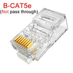 1/10/50Pcs Pass Through RJ45 Cat6/Cat5e Connectors Crystal End Gold-Plated 8P8C Crimp UTP Standard Ethernet Network Modular Plug