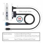 USB3.0 and USB C Female Header Panels to Motherboard 20-pin & Type-E Motherboard Extension Cable Adapter with 12cm PCI-E Bracket