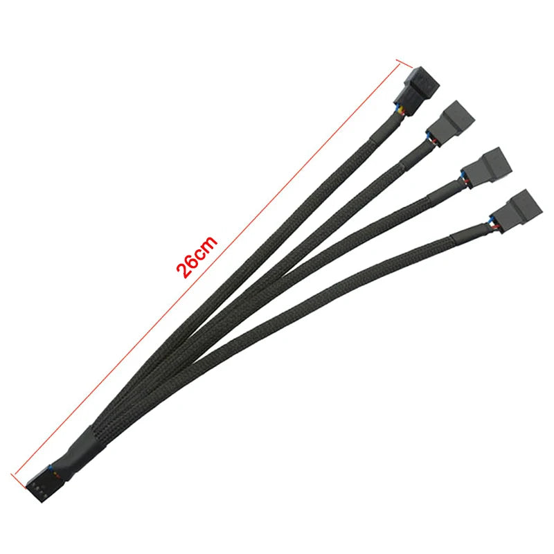 1Pcs PWM Fan Splitter 4pin Adapter Cable 1 To 4/3/2/1 Ways PWM Fan Splitter Extension Power Cable Connector Y Splitter Black