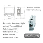 Aluminum Distribution Block Din Rail Mounting WKL 50/95/150/240 mm² Cable Power Connector Terminal Block Box