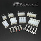 10sets CH5.08 2P/3/4/5/6Pin  5.08mm/0.2in Pitch Straight Vertical Male Pin Header Wafer + Terminal+Housing Socket Connector