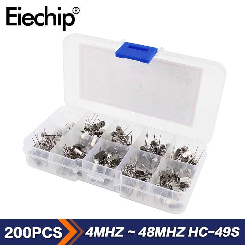35/100/200PCS HC-49S Crystal Oscillator Kit Quartz Crystal Resonator Set 4Mhz 6Mhz 8Mhz 12Mhz 16Mhz 20Mhz 24Mhz 25MHz 48MHz