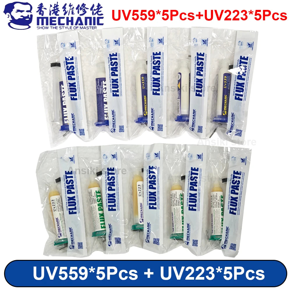 MECHANIC UV223/UV559 Lead-Free Solder Paste Flux NO-Clean Soldering Grease for BGA PCB SMD Welding Fluxes phone Repair Tools