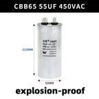 CBB65 450V Motor Capacitor Air Conditioner Compressor Start Capacitor 5uF 6uF 20uF 25uF 30uF 35uF 40uF 45uF 50uF 60uF 70uF