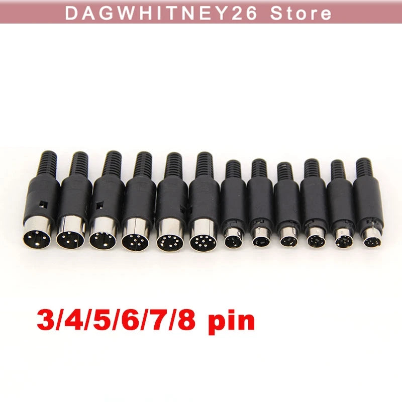 Soldering Cables Mini or DIN 3/4/5/6/7/8 Pin Male Connector S-Video Terminal Circular Plug Plastic Handle Adapter u