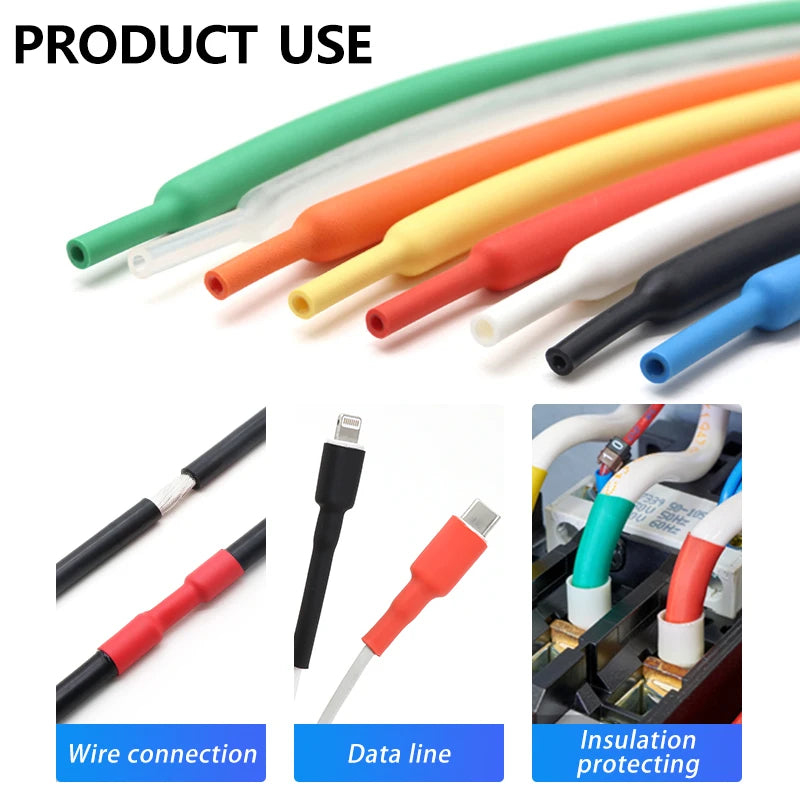 2M 11 Colors 3:1 with Glue Heat Shrink Tube 1.6mm ~ 50mm Dual Wall Adhesive Lined Polyolefin Shrinkage Wire Cable Protect Sleeve