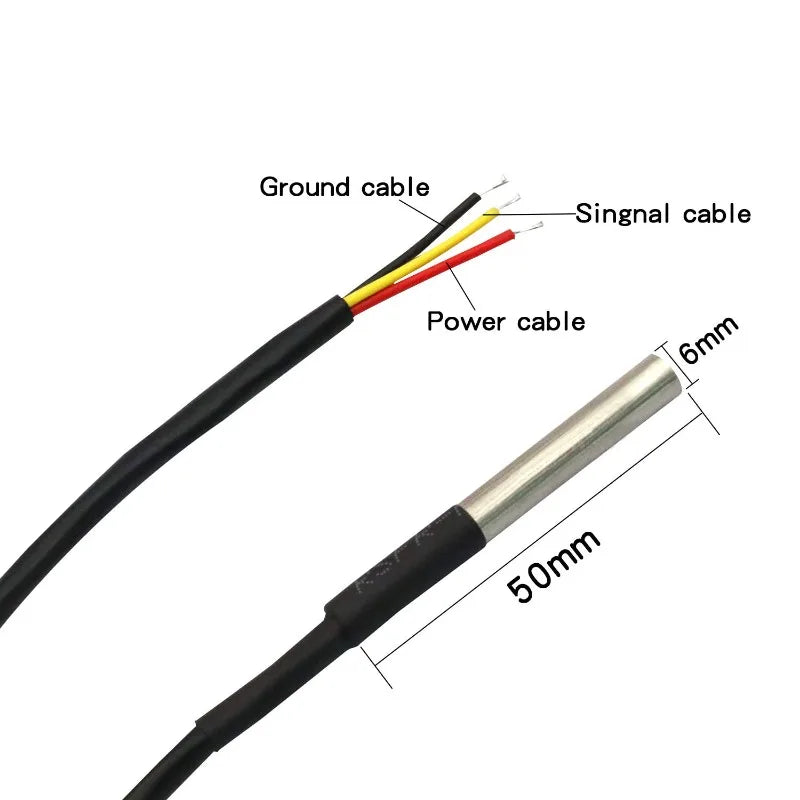 5Pcs DS18B20 Temperature 2M Sensor Waterproof Temperature Sensor with Digital Thermal Stainless Steel Tube Probe for Arduino