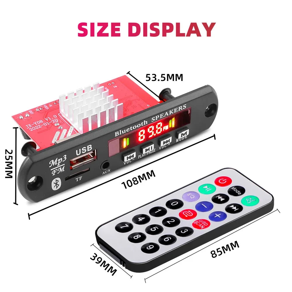 Kebidumei 2*60W Amplifier Bluetooth 5.0 MP3 WMA WAV Decoder Board Wireless Music Audio Modul USB TF FM Radio For Car Speaker