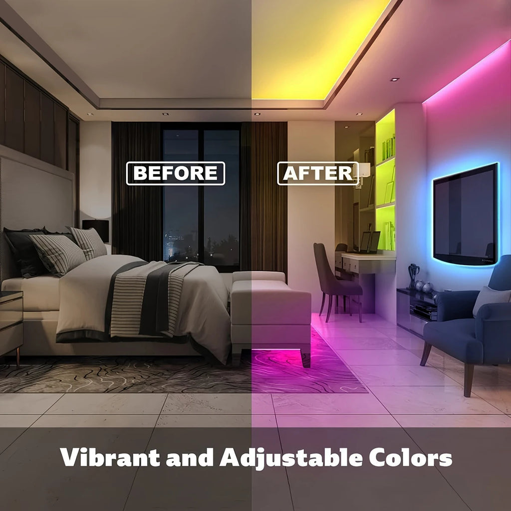 RGB Led Strip Lights for Room 5m 10m 20m 30m Music Sync Led Lights with Remote and APP Control for Room Bedroom Party Docor TV Backlight