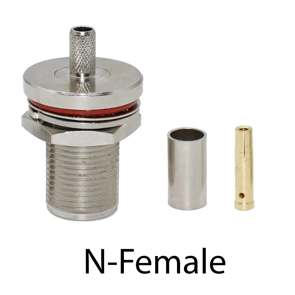 N Male Plug & Female Jack 50-3 N Connector RF Coaxial Connector Bulkhead Connector Crimp RG58 RG142 RG400 Cable Adapter