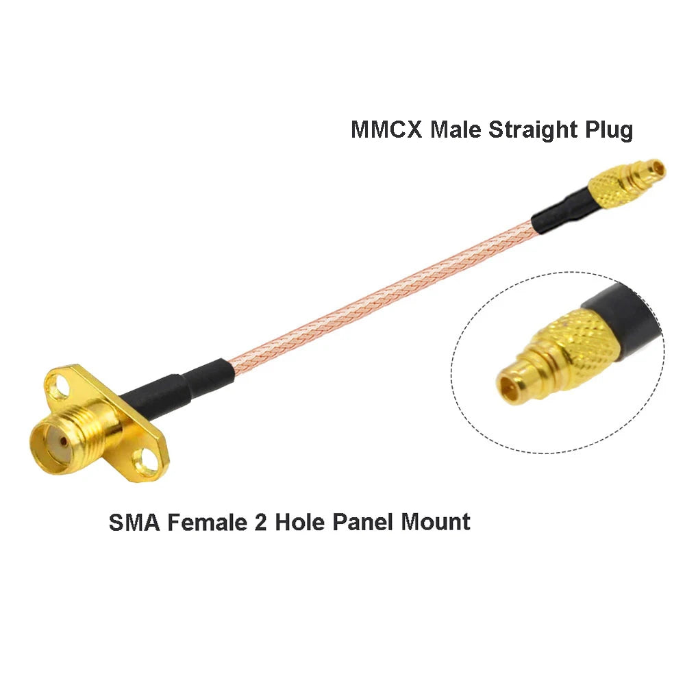 2PCS MMCX to SMA/RP-SMA Female Flange Panel Mount RG316 Pigtail FPV Antenna Extension Cord for TBS Unify PandaRC VTX