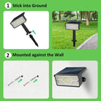 4pcs Solar Spotlight Outdoor Garden Wall Lamp for Tree Street Decor IP65 Waterproof LED Green Landscape Countyard Solar Light
