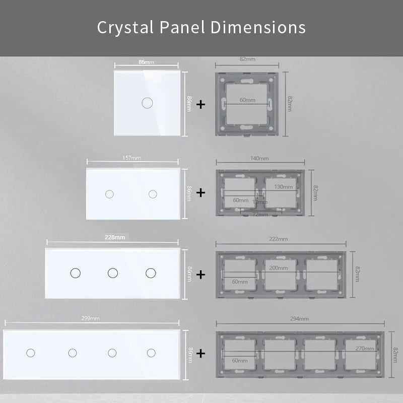 TAWOIA 1/2/3 Gang Touch Switch Double Light Switch Triple Sensor Switch 1Way EU Standard Glass Panel Blue backlight White Series
