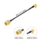 RF1.37 SMA Male Female to MMCX Male 90 Degree FPV Antenna Connector 50 ohm RF Coaxial Extension Jumper OD=1.37 Cable