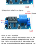 DC 12V Digital Display Delay Relay Delay Time Multi-function Module Infinite Loop Countdown Switch Control Module Timer Module