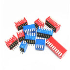 5PCS/lot Piano Style 2.54mm Foot Distance Side Dial Dip Switch 2P 1/2/3/4/5/6/8P Bit Direct Plug Switch Red/Blue