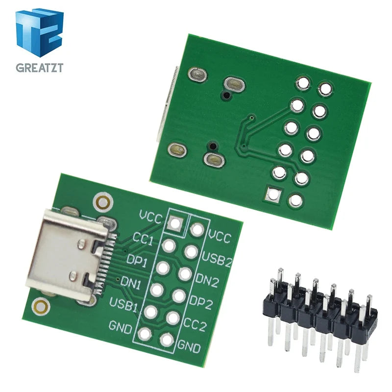 GREATZT USB TYPE-C to DIP PCB Connector Pinboard Test Board Solder Female Dip Pin Header Adapter
