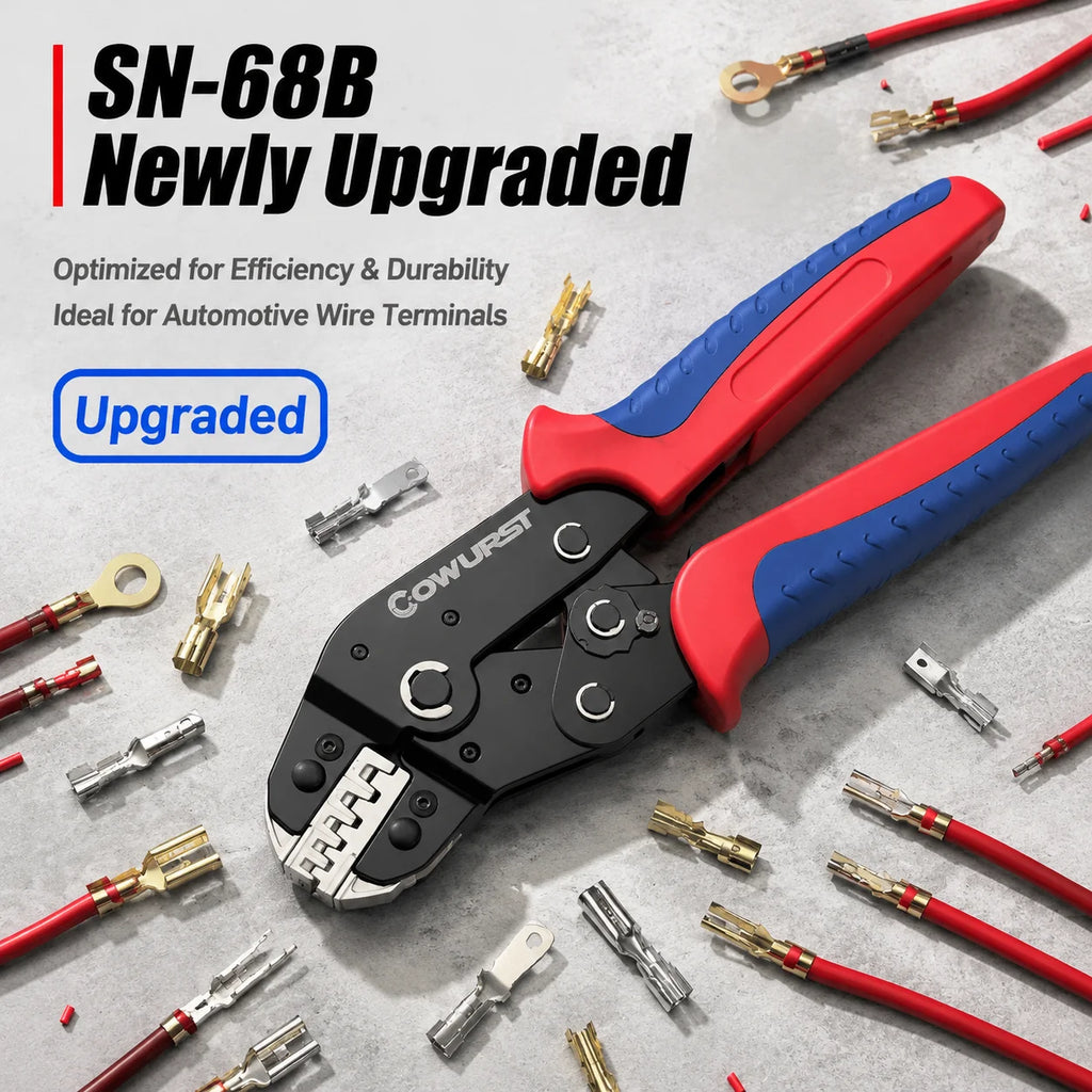 Ratchet Quick-Change Crimping Pliers SN-68 with 6 Jaws for Automotive Terminals, Dupont Terminals, Wire Crimping Tool Kit
