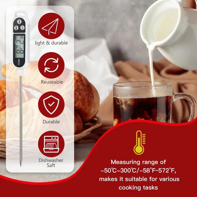 Probe Type Meat Thermometer Digital Kitchen Thermometer Cooking Milk Food BBQ TP300 Electronic Food Temperature Gauge Tools