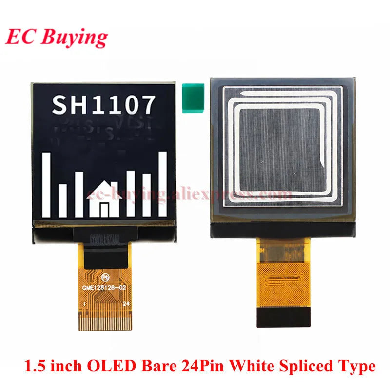 1.5 Inch OLED LCD White Display Module 1.5'' 128*128 Driver SH1107 COG I2C IIC SPI Serial Port 4PIN/7PIN Bare Screen 24PIN/25PIN