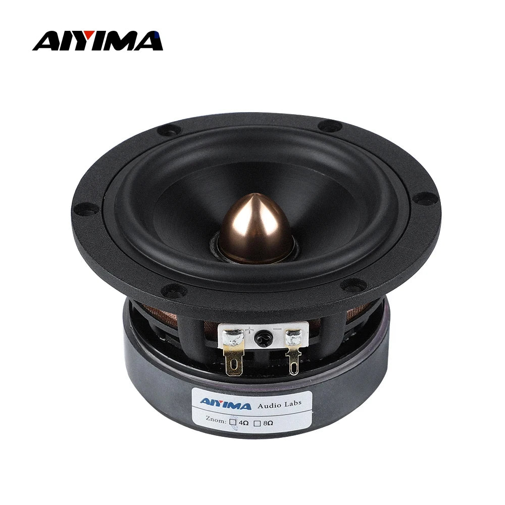 AIYIMA 1Pcs 4 Inch Midrange Woofer Speaker 50W 4 Ohm 8 Ohm Bullet Audio Speaker 25 Core Ceramic Basin Cast Aluminum Loudspeaker