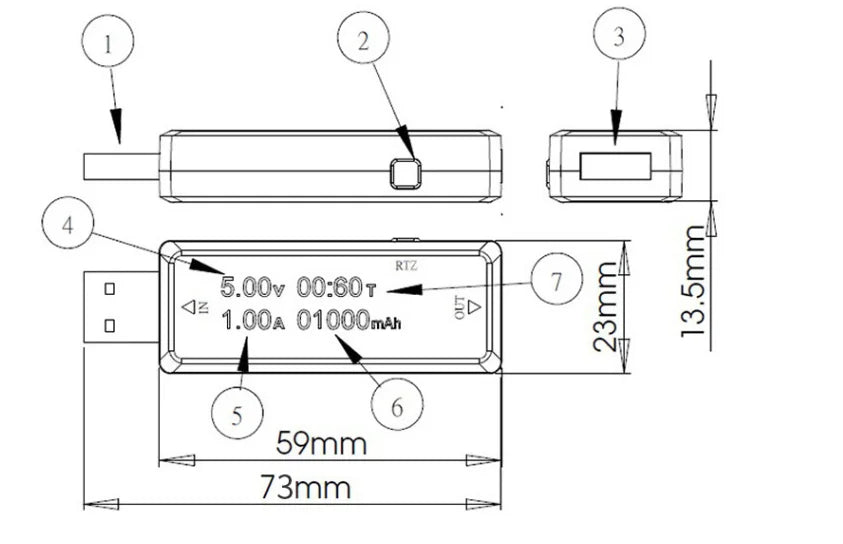 USB Current Voltage Capacity Tester Volt Current Voltage Detect Charger Capacity Tester Meter Mobile Power Detector Battery Test