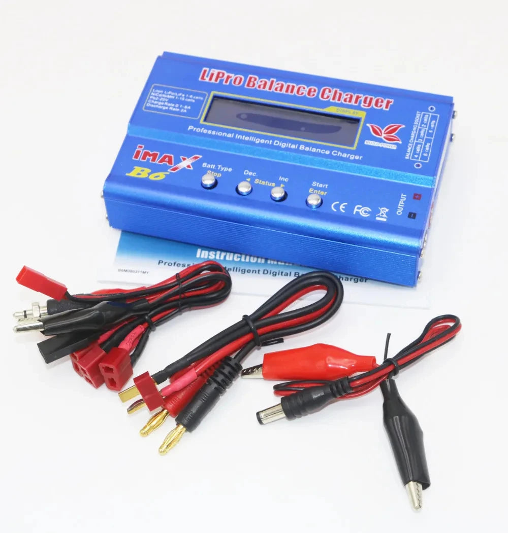 IMAX B6 80W B6 Charger Balance Charger Digital LCD Screen Lion LiFe Nimh Nicd PB Lipo Battery Discharger AC Power 12V 5A Adapter