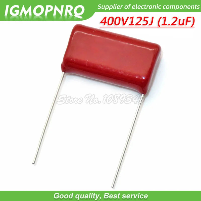 10PCS 400V125 1UF Pitch 20MM 400V 125 1.2uF CBB 125J400V Polypropylene film capacitor 400V125J-P20