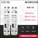 GEYA GIR Mechanical Impulse Relay Household Bistable Latching Auto Control Relay 16A 1NO 2NO Coil 230V AC 110V DC