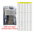 Capacitor kit 0201 0402 0603 0805 1206 smd Capacity package each value*50PCS Sample Kit Capacitor 1nf 10nf 100nf 1uf 10uf 22uf