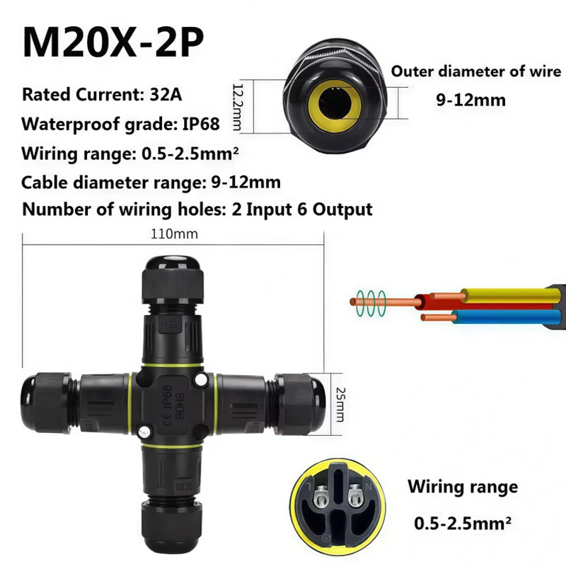 Heavy Duty Quick Connect Terminal Block T-type, IP68 Waterproof 2/3/4/5Pin for Secure & Fast Damp-Proof Wiring Connector