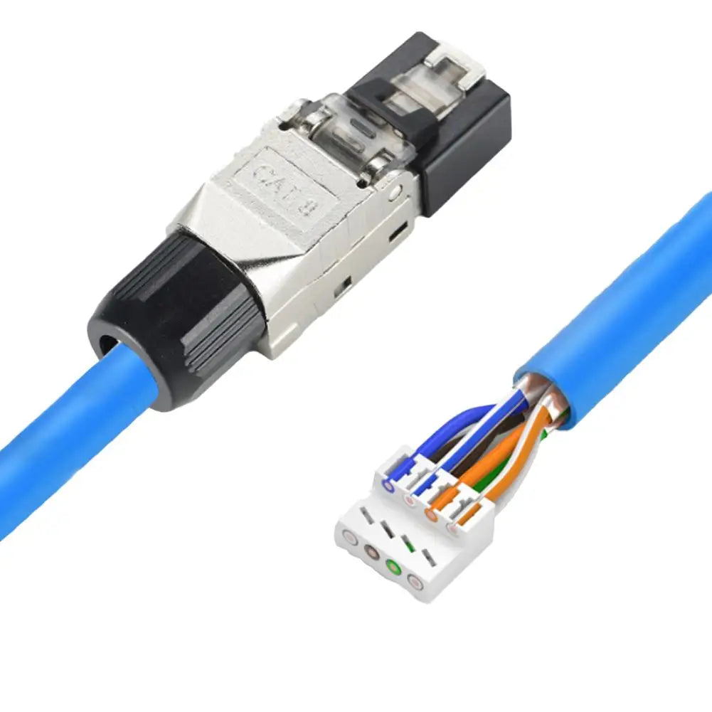 CAT6A Cat8 Cat7  RJ45 Shielded Toolless Connector, 10Gbps Professional Ethernet Modular Plug for Network Cable for 22AWG-24AWG