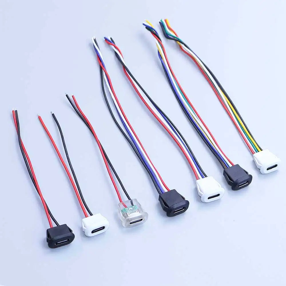 2/4/6Pin USB-C Type-C Waterproof Connector Charger Jack Direct Compression Female Socket Charging Interface With PH2.0 Terminal